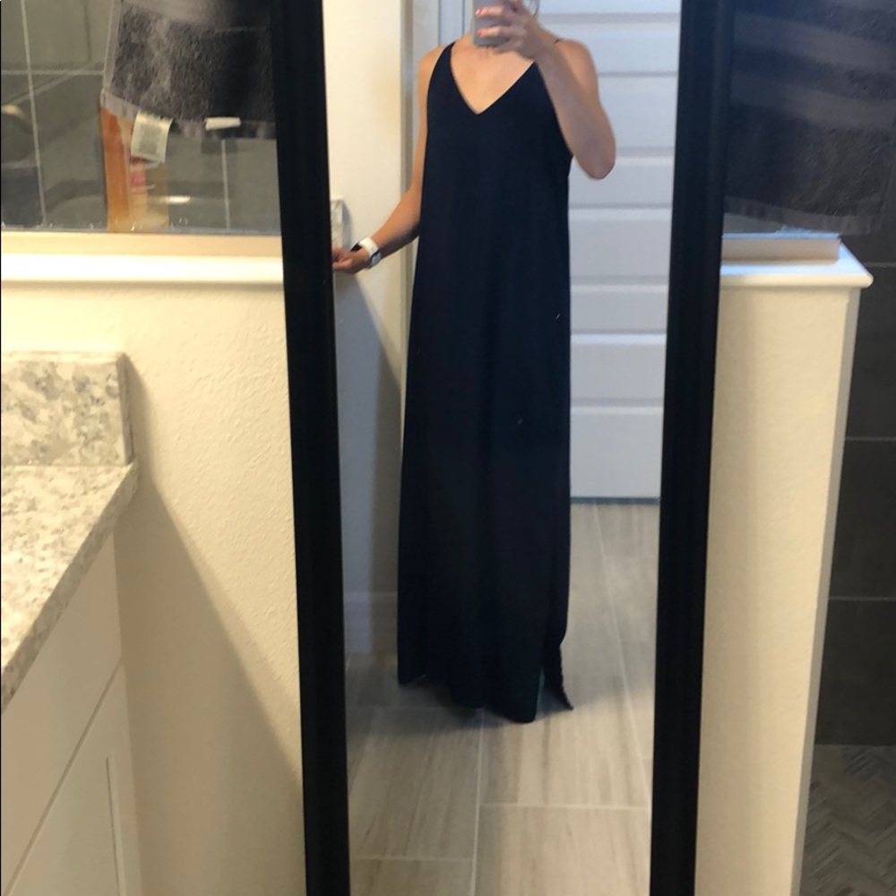 Navy Katherine Barclays small maxi dress with slit